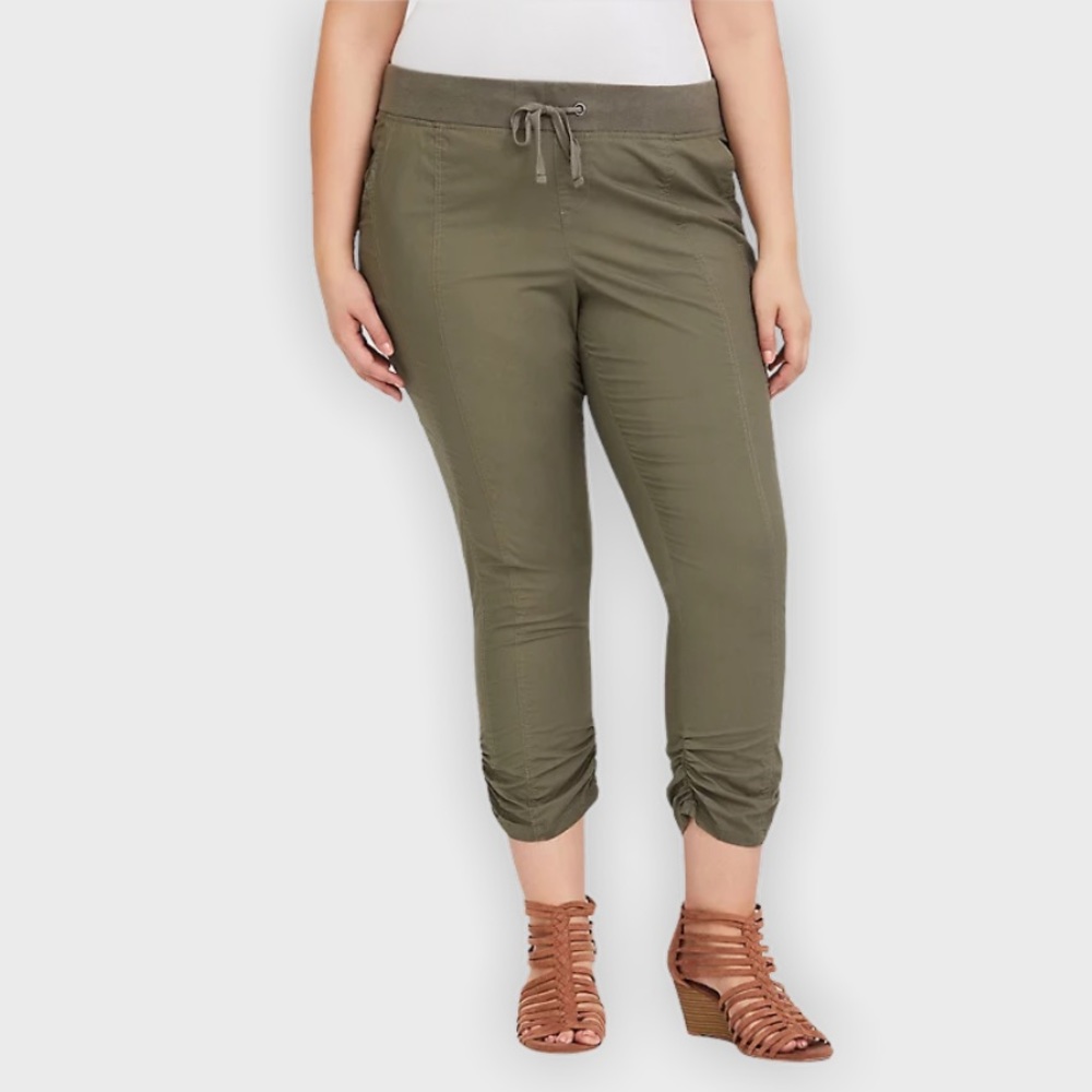 TORRID DRAWSTRING WAIST RUCHED ANKLE PANTS